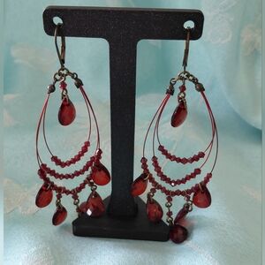 Elegant Red Boho Dangle Earrings